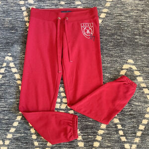 Aeropostale Womens Pants Red S Logo Low Rise Joggers Y2K‎ Preppy Athleisure